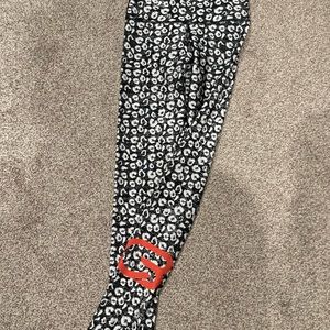 Small Emily Shu CB leggings animal print with red logo